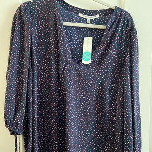 Collective Concepts Blue Shanday Tie Sleeve Blouse 1X
